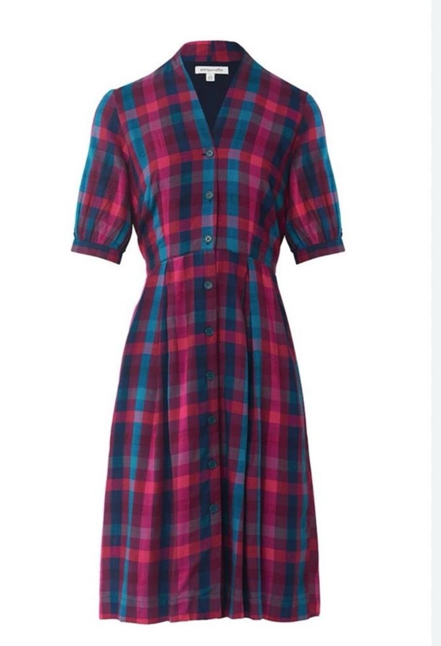 Emily & Fin Cotton Midi Dress Sz S Button Front Retro Preppy NWOT